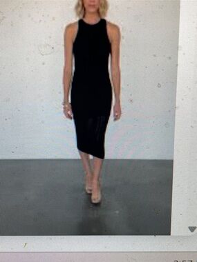 Sage the label knit Black Ribbed Midi Tank Dress with back cutout